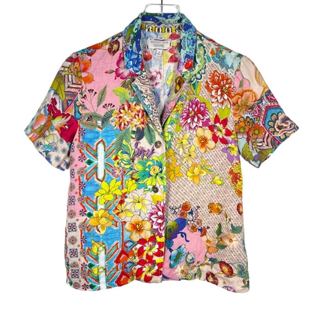 Johnny Was Multicolor Floral Button Down Shirt